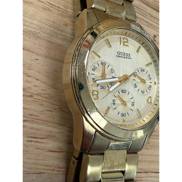 Guess Womens Gold Tone Chronograph Watch 100M Water Resistant NOT TESTED - Picture 3 of 9